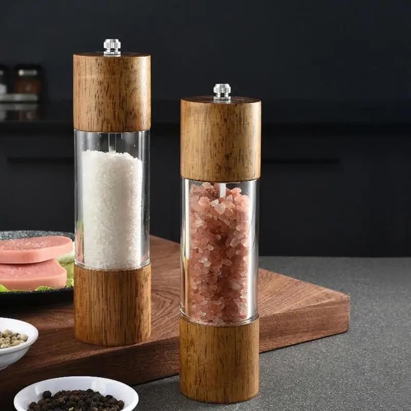 Pepper Mill Manual Salt And Pepper Mills Wooden Shakers With Adjustable Ceramic Core Easily Refillable Salt Mill And Grinder