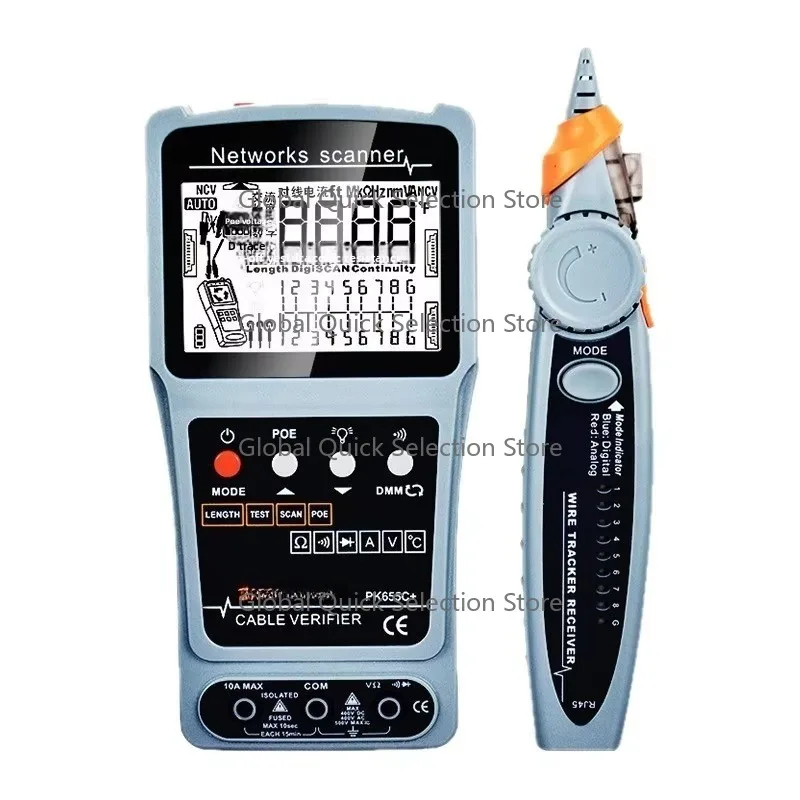 

Multifunctional Network Cable Tester Analog Digital Line Tracing POE Test Video Telephone Cable Length Measurement