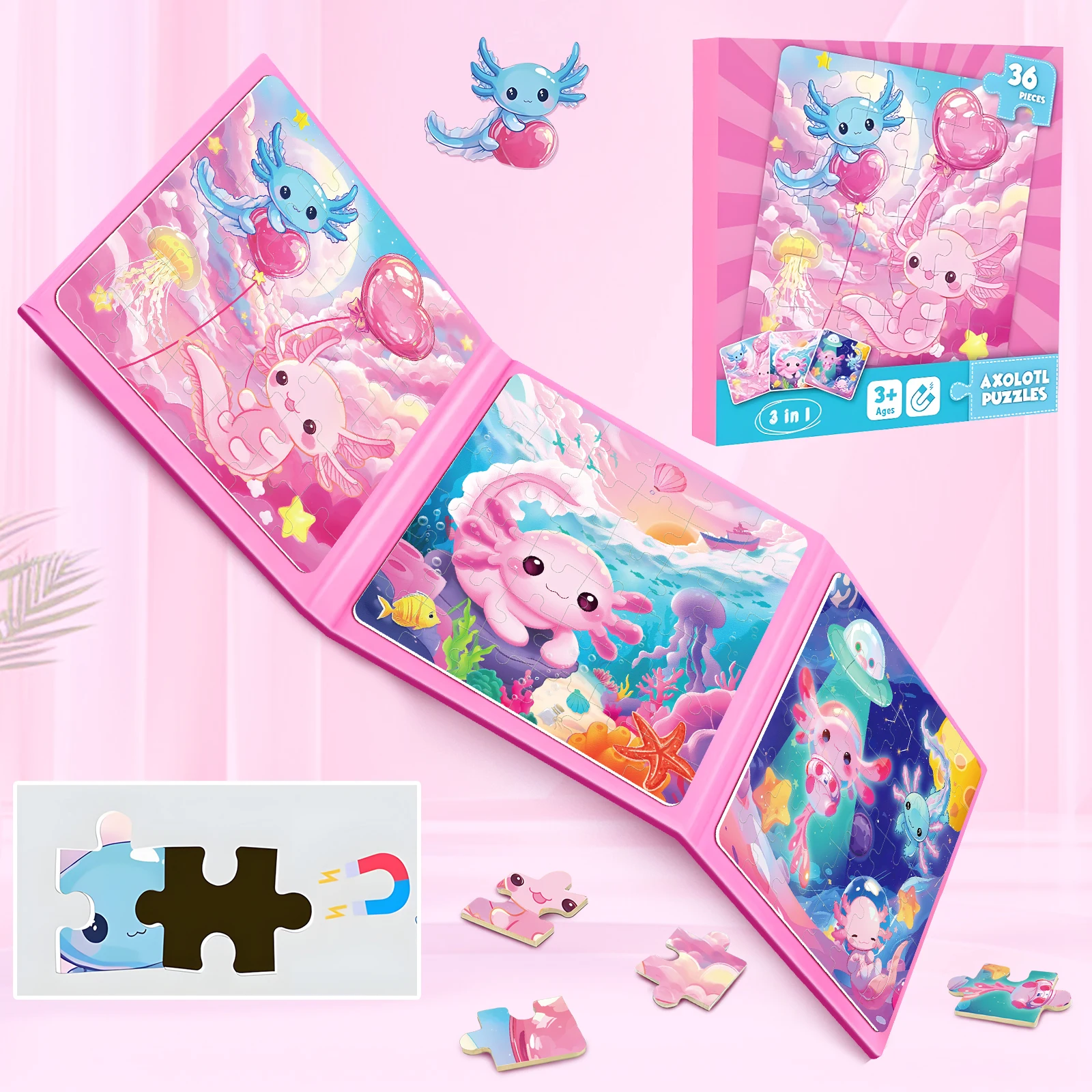Salamander Magnetic Puzzles Magnetic Sheet Children Jigsaw Book Early Educational Magnet Puzzles For Kids Travel Puzzles Toy
