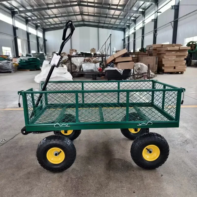 for Steel Mesh Garden Wagon 300KGS Load Capacity Yard Cart with Platform Cart for Shopping and Storage