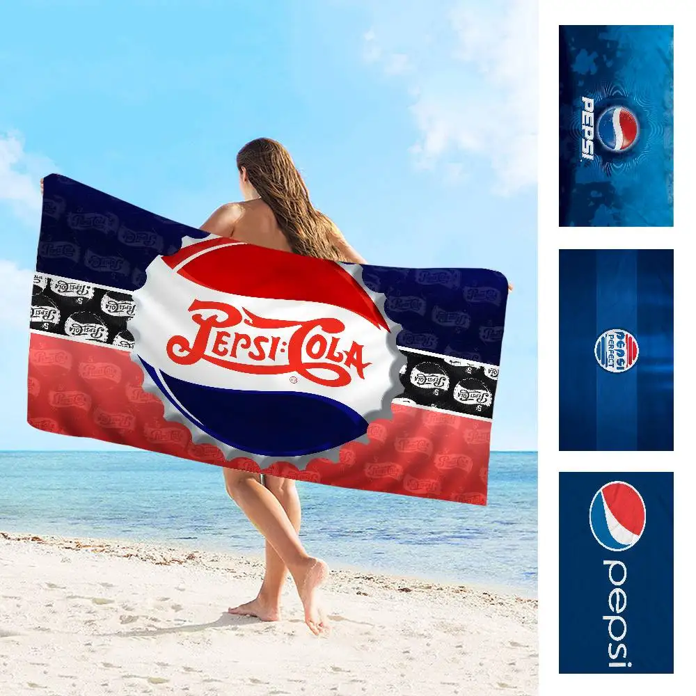 Toalla de Playa de Microfibra Estampada P-Pepsi C-Colas, Toalla Suave Absorbente para Escalada, Yoga, Playa, Natación, Correr