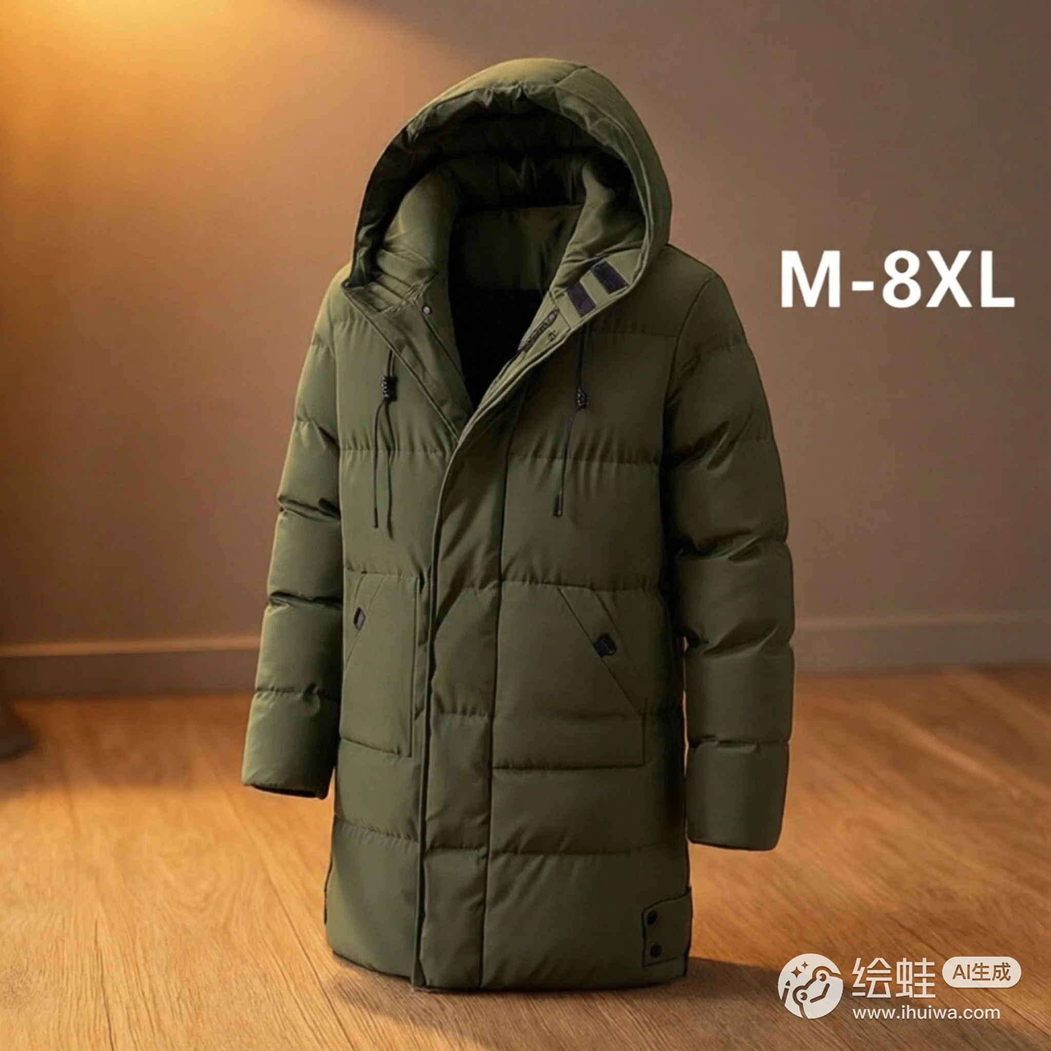 2026 Winter Man Cotton-Padded Jacket Simple Solid Color Cold-proof Outerwear Mid Length Long Sleeve Zipper Daily Men Hooded Coat