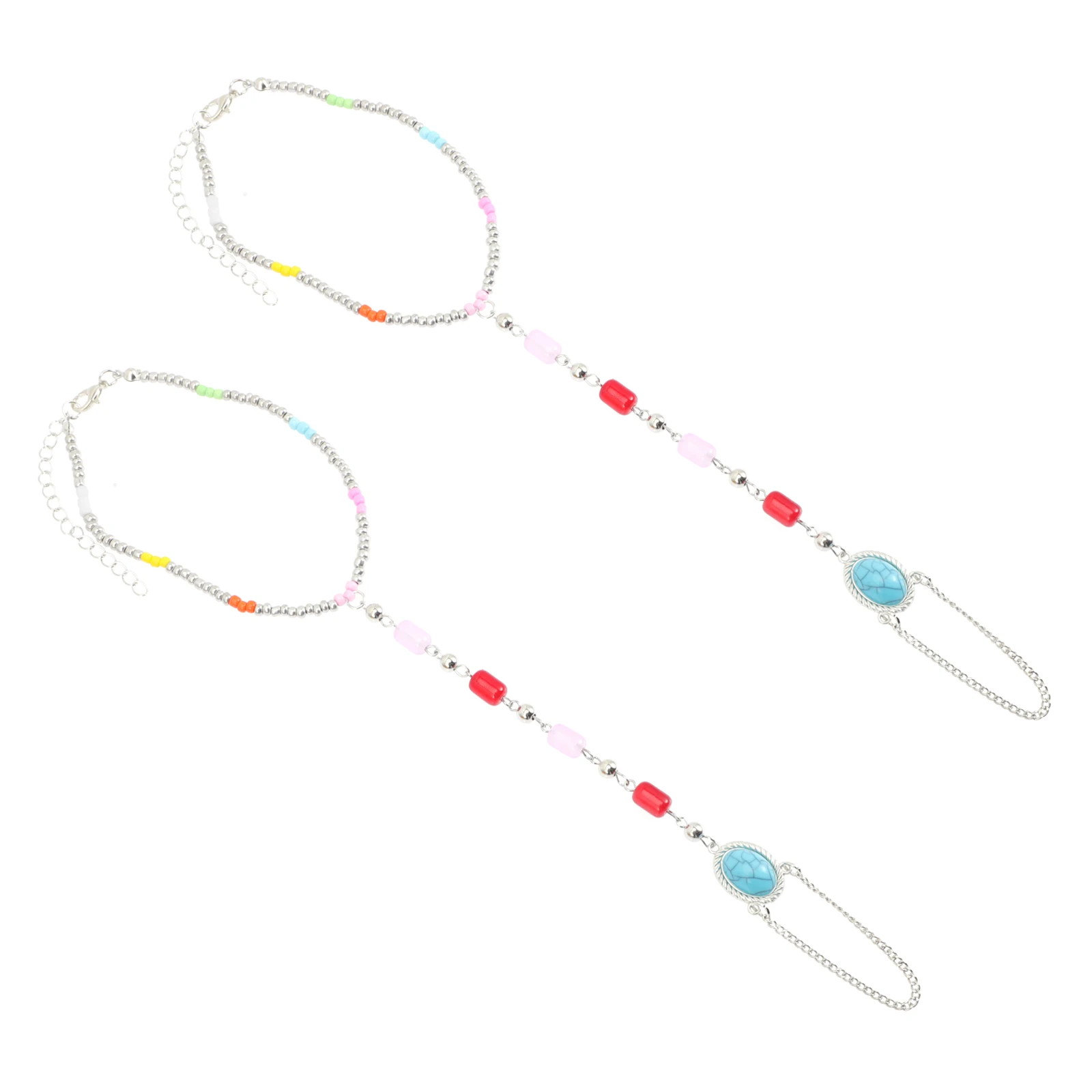 

2Pcs Toe Chain Ankle Minimalist Beaded Foot Jewelry Girls Bracelet Women Alloy Acrylic Elegant Beach Party Festivals Birthday