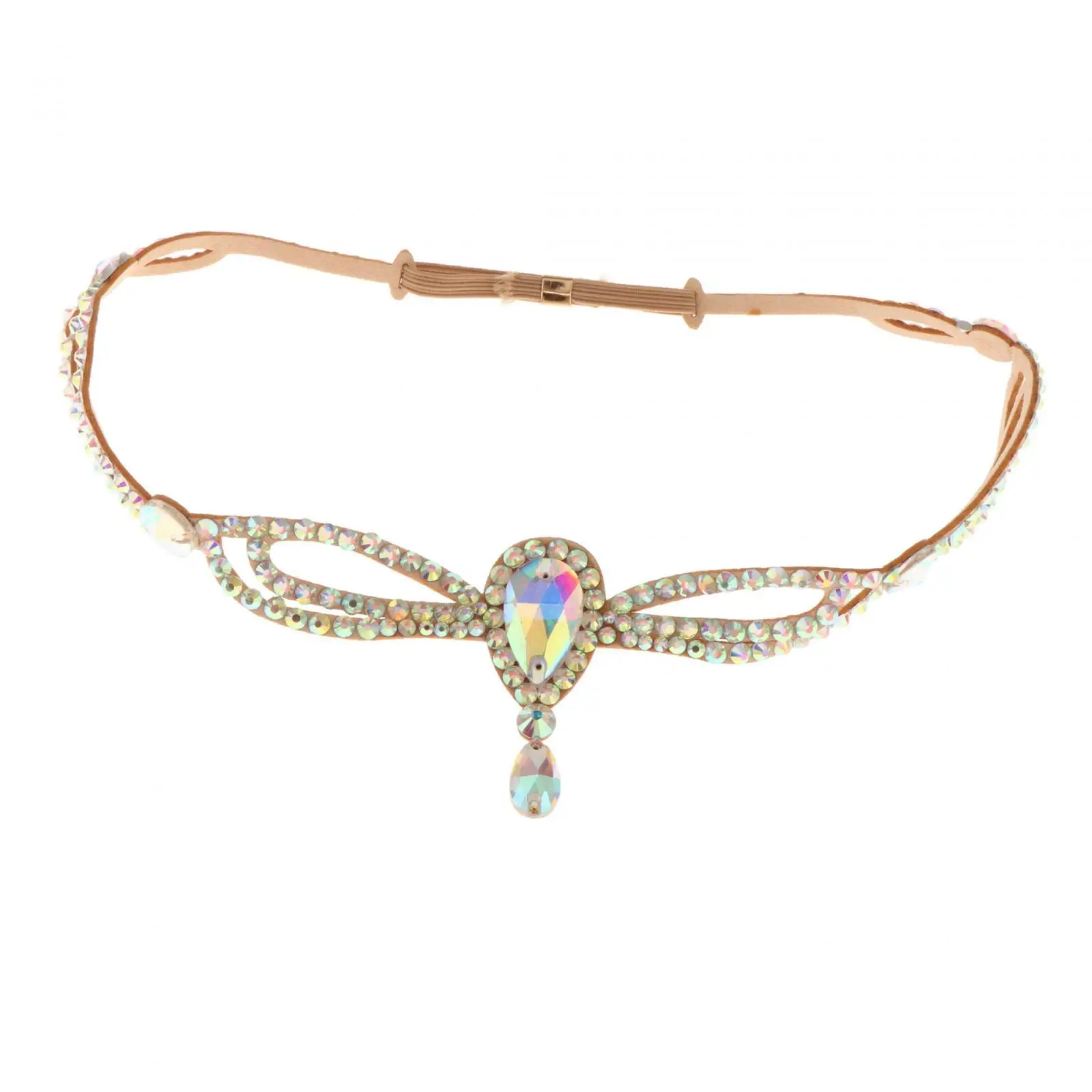 Skórzane ozdoby na głowę do tańca brzucha, wielokolorowe łańcuszki na głowę z kryształkami do tańca arabskiego, na festiwal, wesele.