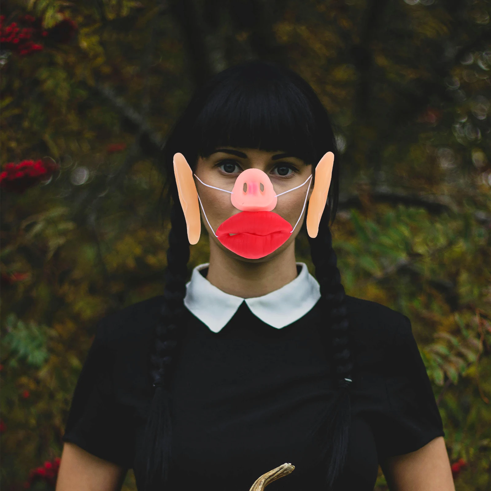 어린이 돼지 의상 할로윈 파티 소품 부드러운 라텍스 코 가짜 귀 포함 어린이 및 성인용 유니버설 핏 가볍고 내구성 있음