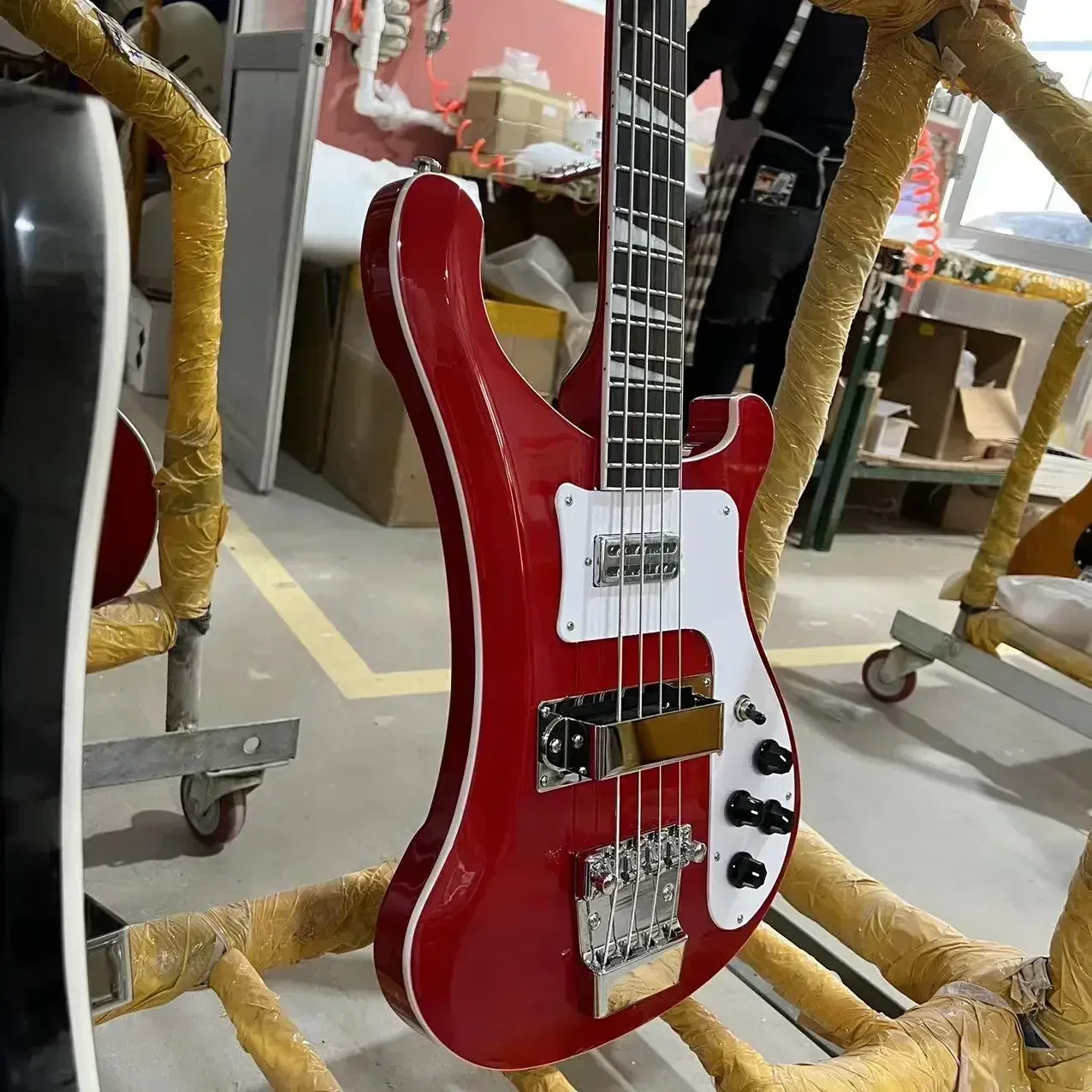 Rickenbacker 4003 basso chitarra elettrica colore rosso trasparente Hardware cromato chitarra personalizzata di alta qualità spedizione gratuita