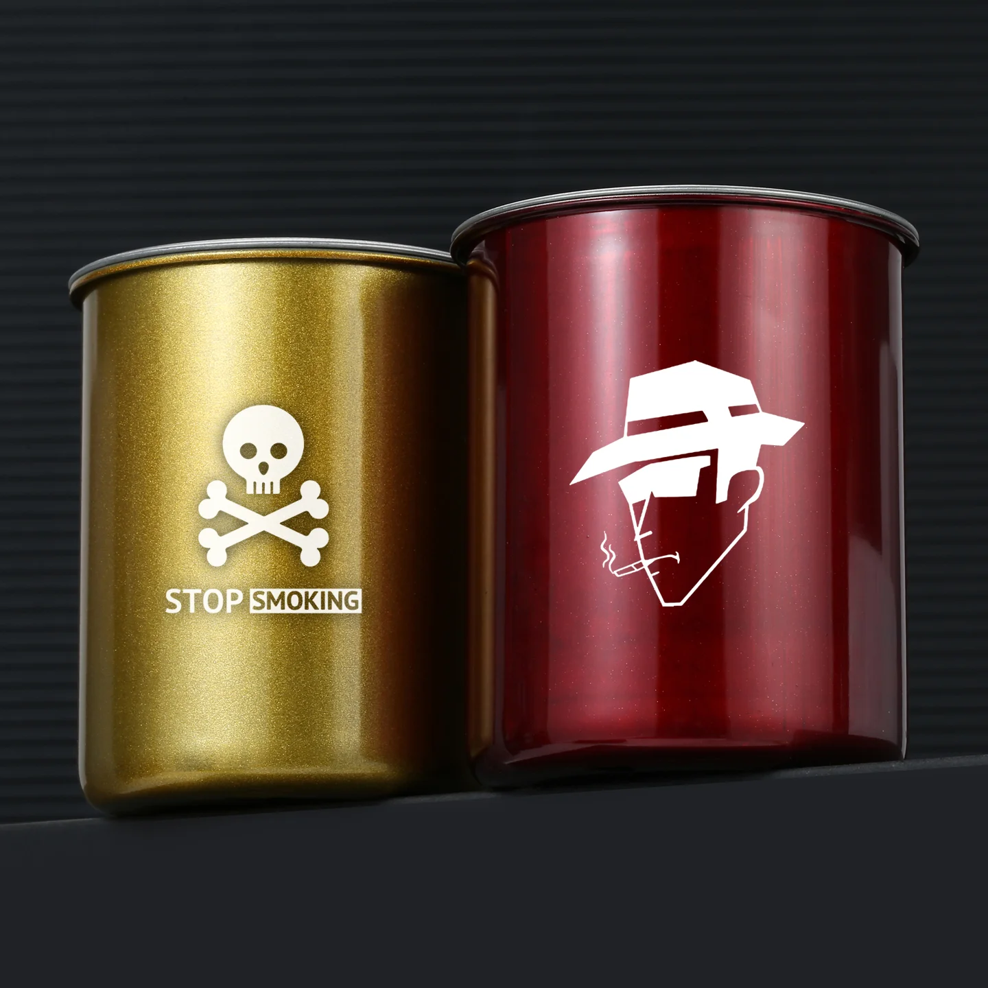 

Windproof Stainless Steel Ashtray With Lid Personalized Custom LOGO DIY Laser Engraving Smoking Gift For Man Red Black Green