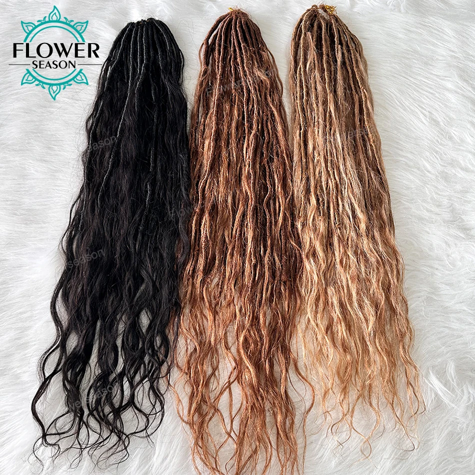 Body Wave Crochet Boho Locs With Human Hair Curls #27 Honey Blonde  #30 Brown Goddess Locs Crochet Hair With Human Hair Ends