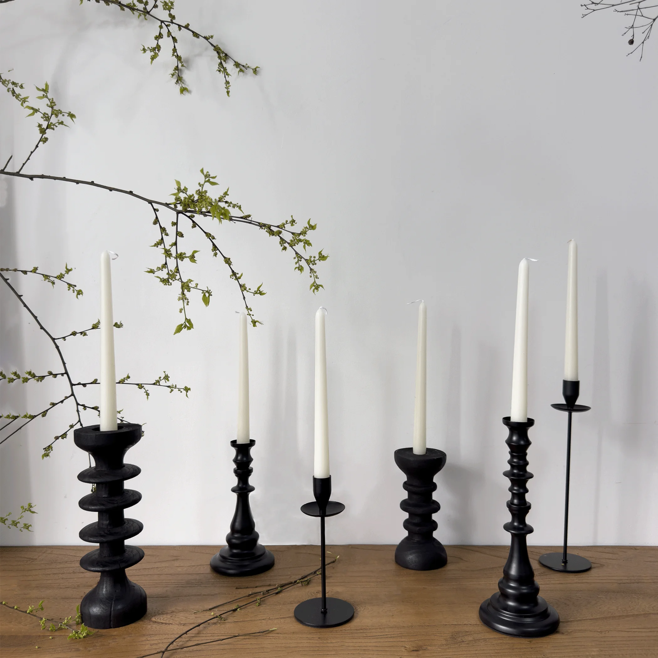 

Black Candle Holder Set Living Room Dining Table Arrangement Romantic Atmosphere, Retro Candle Holder Decoration Ornamentشمعدان