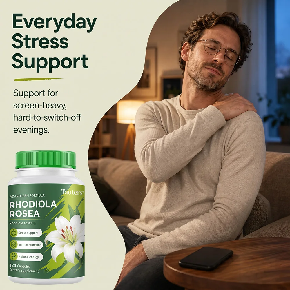 Rhodiola Rosea Supplement, Herbal Blend for Stress Relief & Focus, Support Energy, Focus & Cognitive Performance Daily Wellness