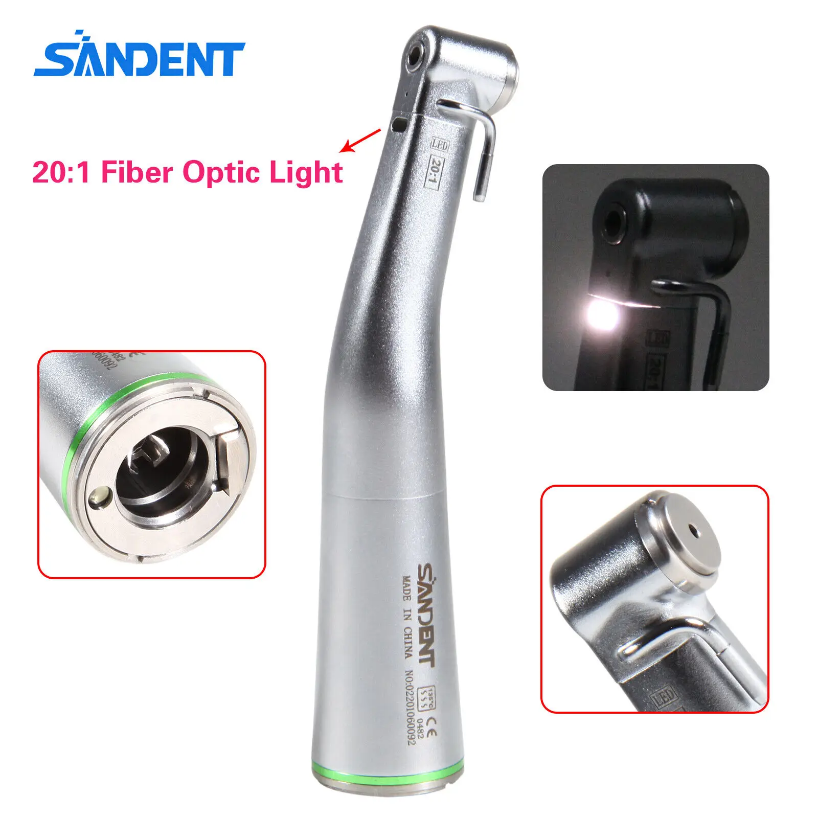 

Dental 20:1 LED Handpiece Fiber Optic Implant Contra Angle fit Kavo NSK electric