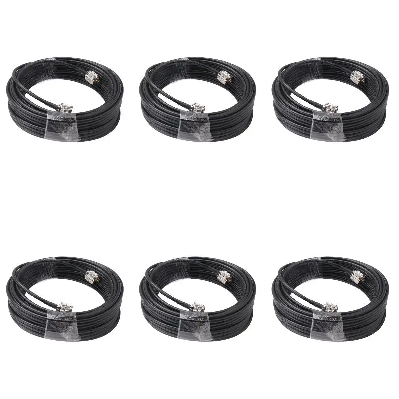 6Pack X(UHF Coaxial Cable 15M RG58 Coax Cable PL259 50 Ohms CB Radio Antenna Cable UHF Male to Male Low Loss