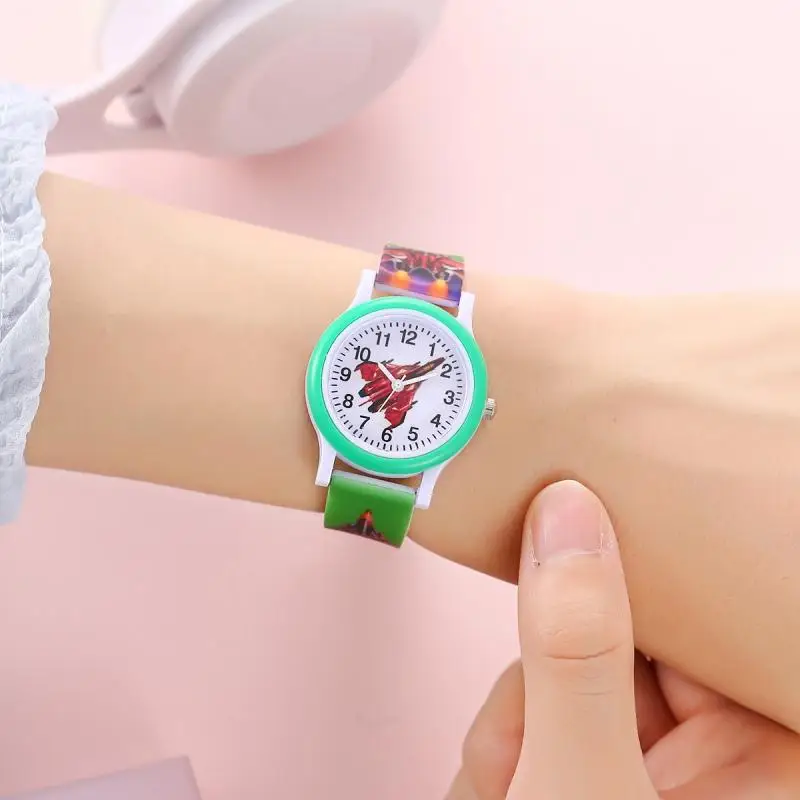 New Tide Student Youth Circle Shell Cartoon Color Printing Airplane Fighter Children's Watch
