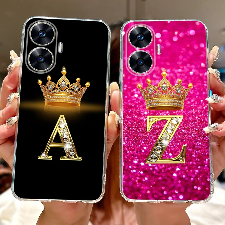 For Realme C55 Case RMX3710 New Crown Letters Cover Soft Silicone Phone Case For Realme Narzo N55 C 55 RealmeC55 NarzoN55 Bumper