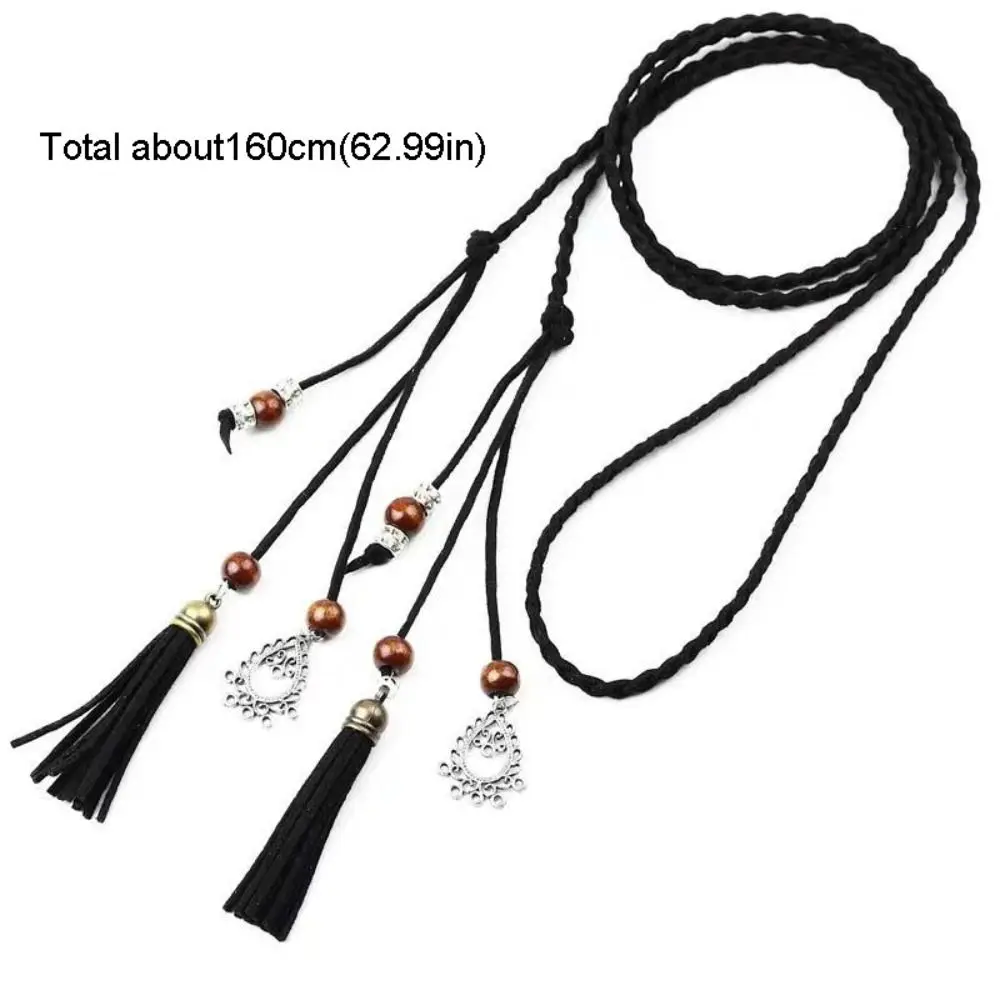 النساء الفتيات الفاخرة تصميم حبل مضفر حزام الخصر خمر تنوعا شرابة البوهيمي حزام الخصر