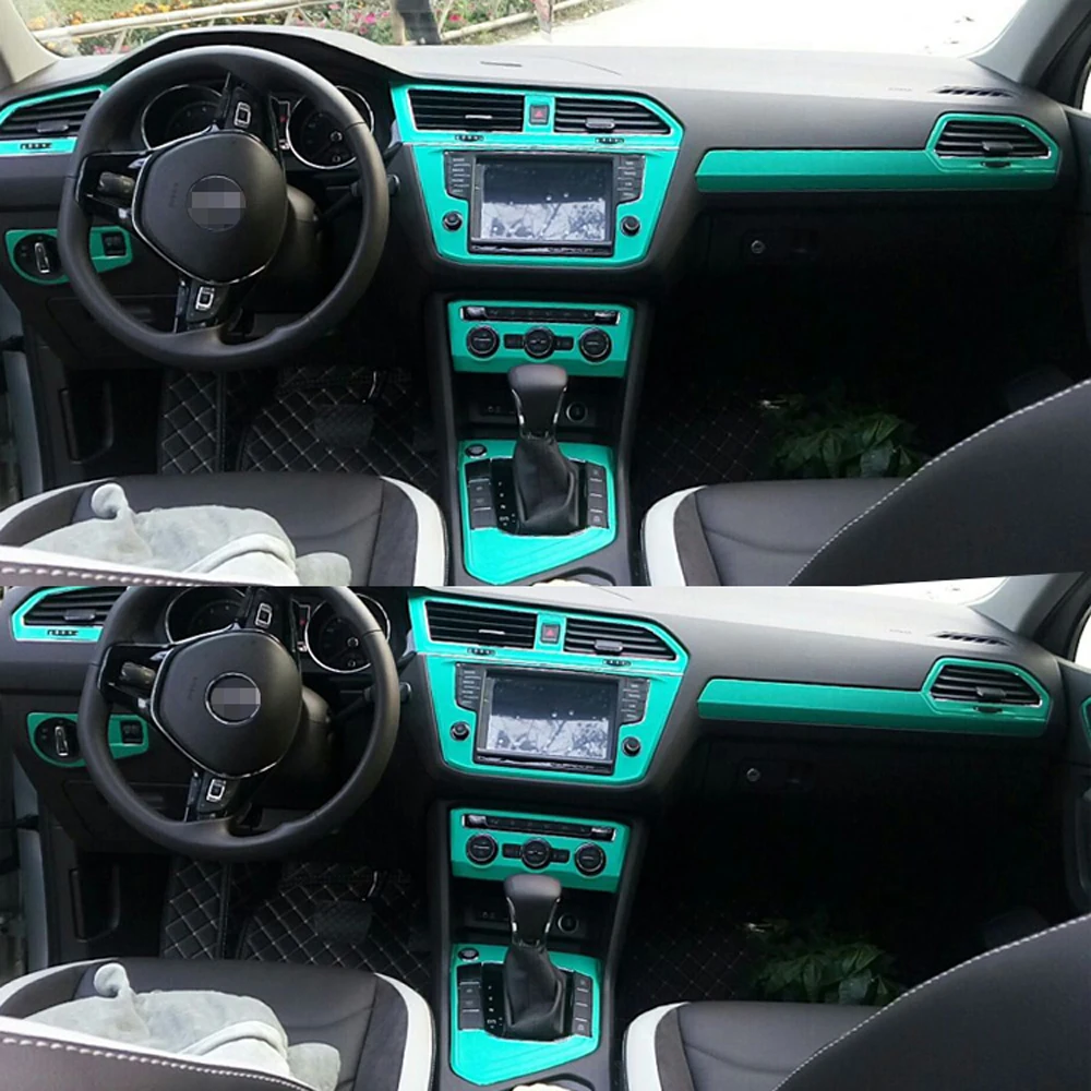 

For Volkswagen Tiguan L 2016-2021 Interior Central Control Panel Door Handle Carbon Fiber Stickers Decals Car styling Accessorie