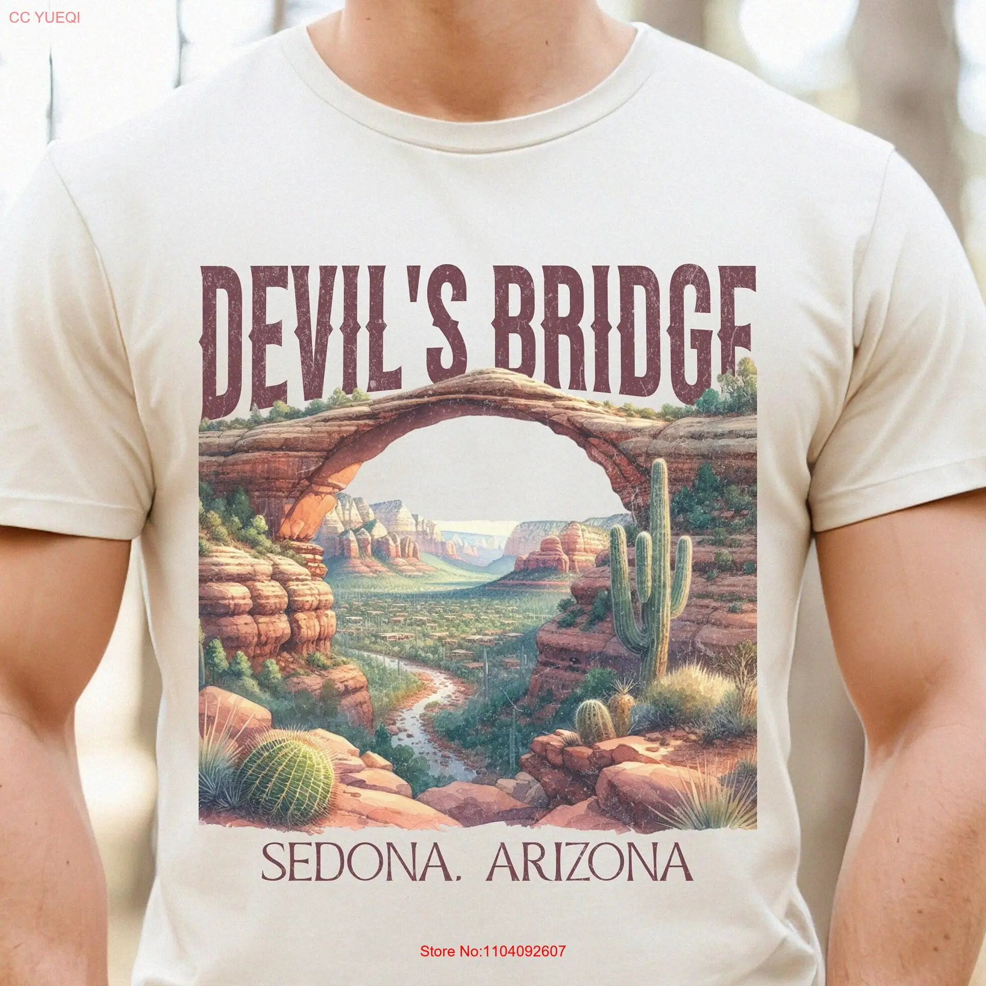 Camiseta de manga larga o corta del puente del diablo para niña, Sedona, maillot, senderismo, Granola, Gorpcore s, Souvenir artístico