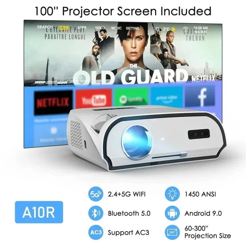 CAIWEI 4K 15000 Lumens Full HD Projector With Laser Experience Home Theater Cinema Outdoor Movie Projectors For Smartphone