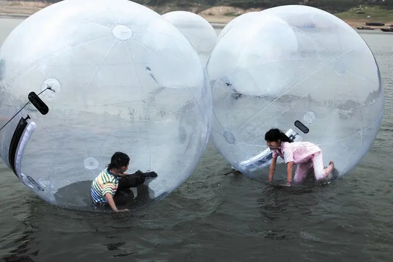 Boule roulante gonflable de marche sur l'eau, balle Zorb, tizip, fermeture éclair, 2m