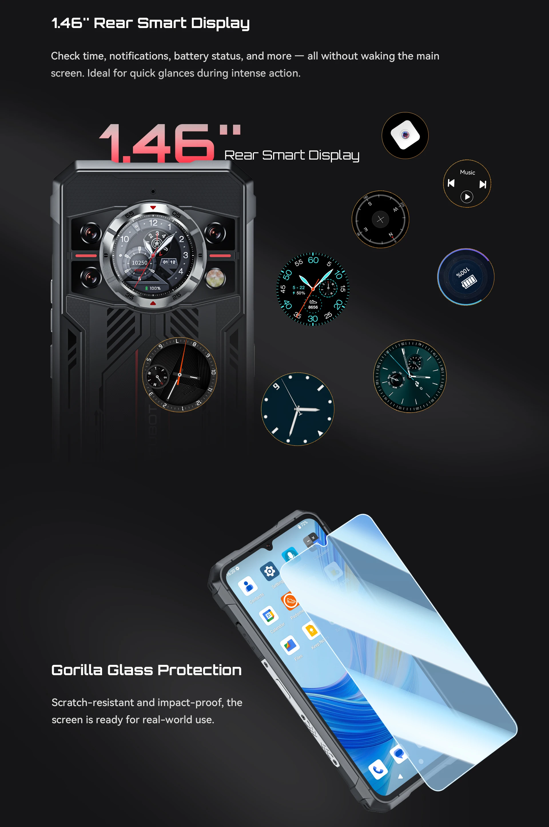 Cubot Kingkong 11 NFC 5G Rugged Phone Dimensity 7025 1.45" Rear Dual Screen 10200mAh 8GB/16GB+256GB Phone108MP 33W Cellphone