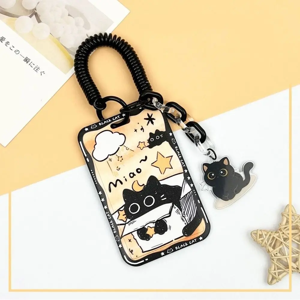 Cartoon Star Cat Card Holder Transparent with Pendant Idol Photos Protective Cover Slide Cover Student Campus Card Bag