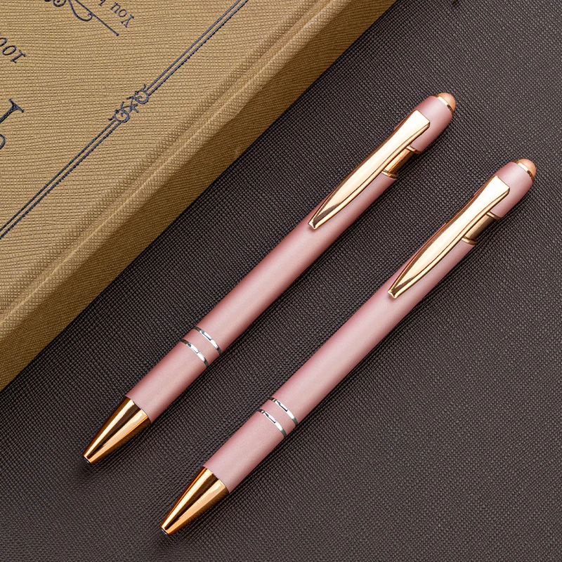 Custom Logo Rose Gold Metal Ballpoint Pens Personalized With Your Own Name Advertising Gifts Student Stationery Office Supplies