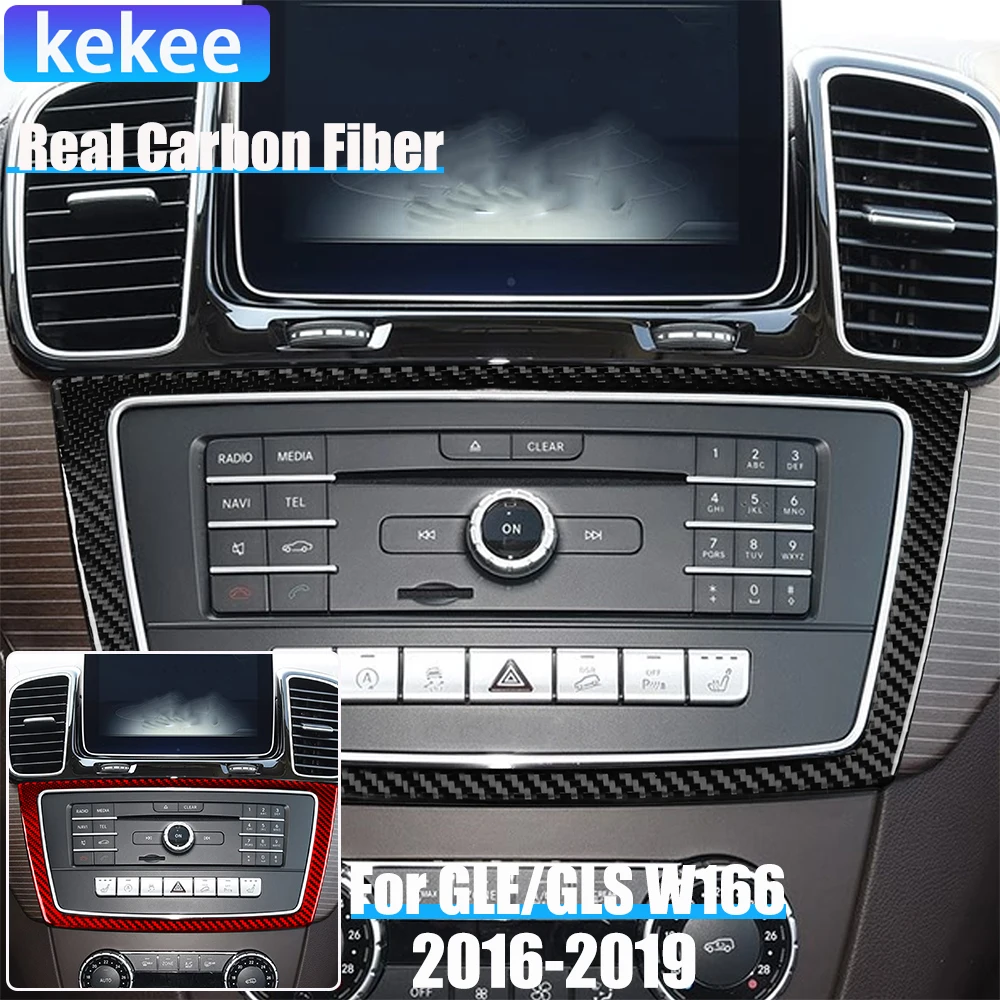 

Real Carbon Fiber Car Accessories CD Control Frame Trim Cover Soft Sticker For Mercedes-Benz W166 GLE/GLS 2016 2017 2018 2019