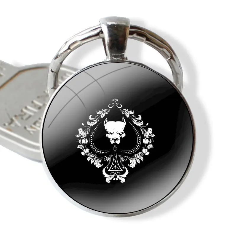 Pit Bull Lovely Dog Pitbull Glass Metal Pendant Key Chain Classic Men Women Key Ring Accessories Jewelry Gifts