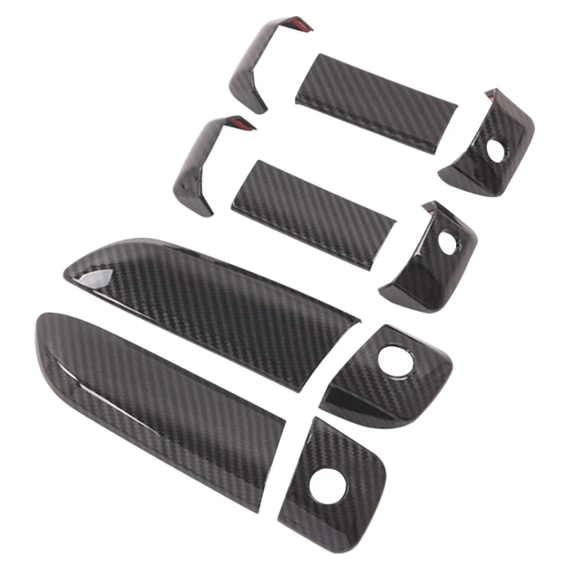 Carbon Fiber Door Handle Frame Cover Trim for Toyota Hiace 2005-2015 Car