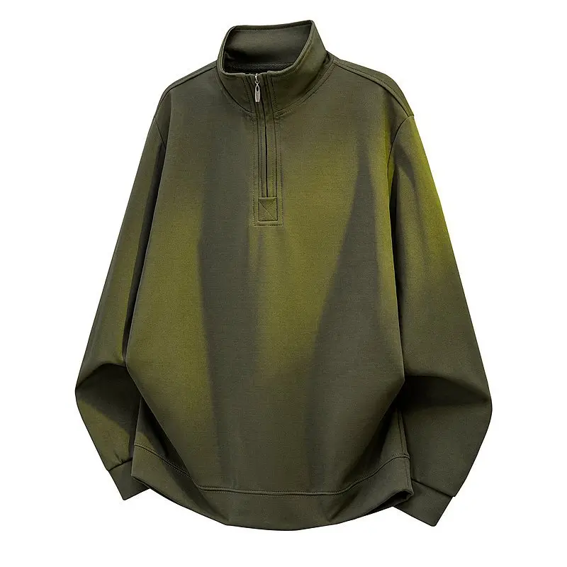 

Men's Collar Sweatshirt 55 Cotton Half Zip Hoodie Long Sleeve Spring Autumn Color V-neck Casual Streetwear