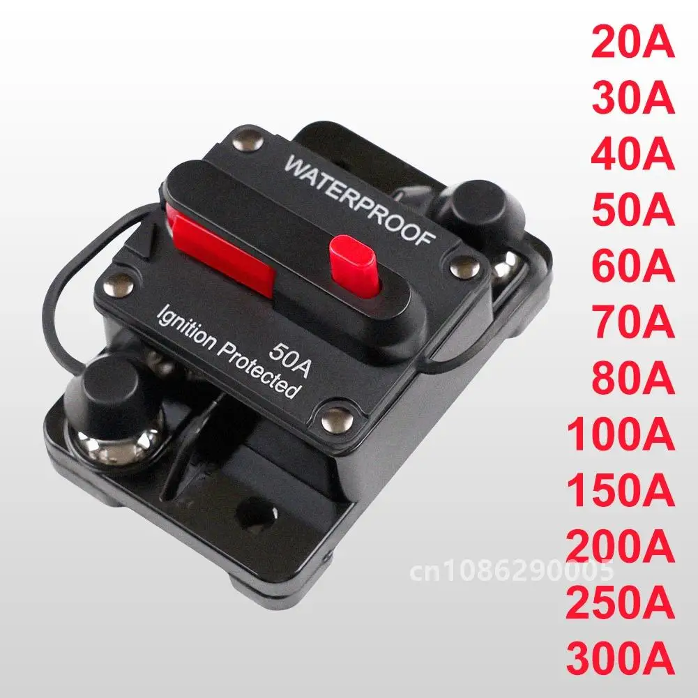 30A-300A Circuit Breaker 12V 24V DC Trolling with Manual Reset Boat Manual Power Protect for Audio Fuse Car 48VDC Waterproof