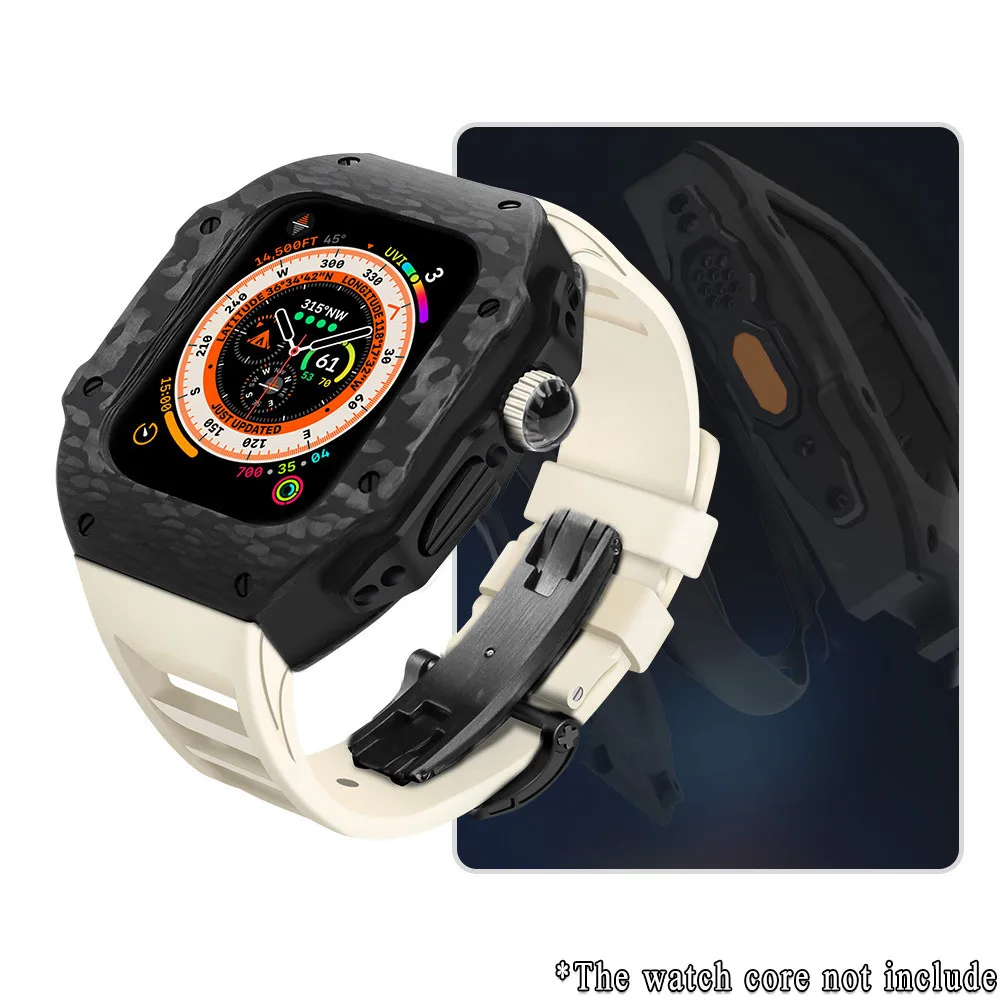 Luxe koolstofvezel modificatiekit compatibel voor Apple Watch Ultra3 49 mm 44 mm 45 mm Iwatch-serie 9 8 7 6 5 4 SE3/2/1 ultra 3