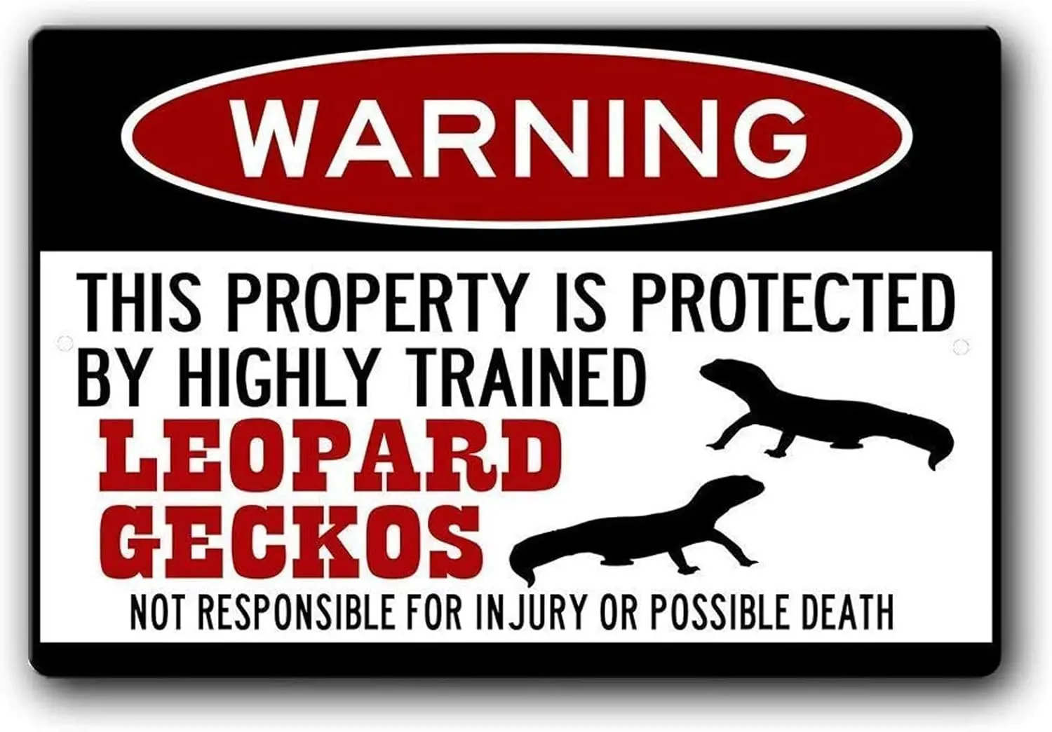 Ylens Leopardgecko-Schild, Lustige Metallschilder, Leopardgecko-Geschenk, Gecko-Zubehör, Eidechsen-Warnschild, Haustier-Geschenk Aluminium-Metallschild