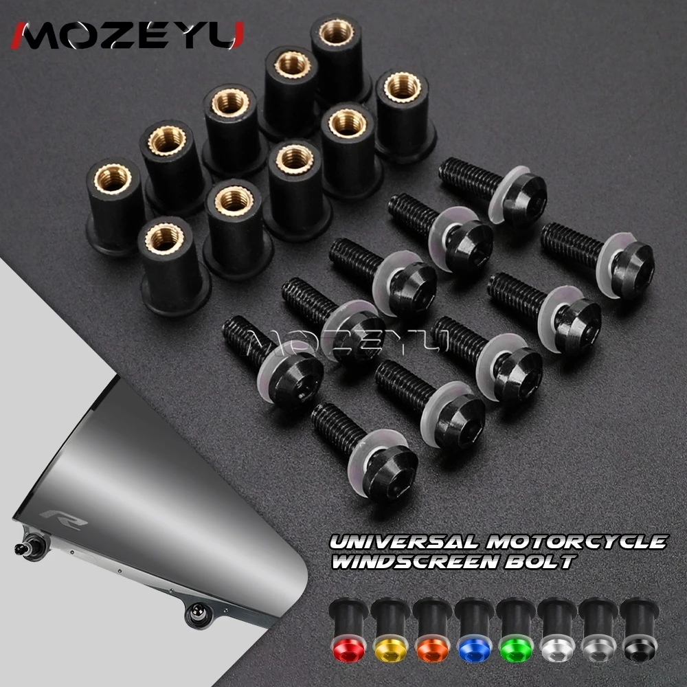 

5MM 10PCS Fairing Bolt Kit For yamaha fz6 fz1 fazer TRACER 900 MT 09 XSR 700 XT 1200 R6 R3 R1 FZ6R FJR1300 Windscreen Screw Nuts