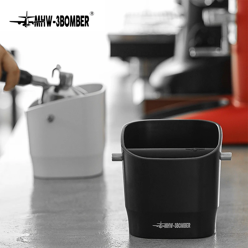 

MHW-3BOMBER Square Coffee Grounds Knock Box Removable Knock Bar and Non-Slip Base Dishwasher Safe Barista Espresso Accessories