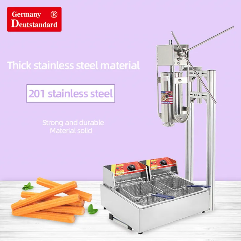 Commercial Stainless Steel Churros Making Maker 5 L Spanish Churros Snack Machine 12L Tank Fryer High Quality Kitchen Apliance