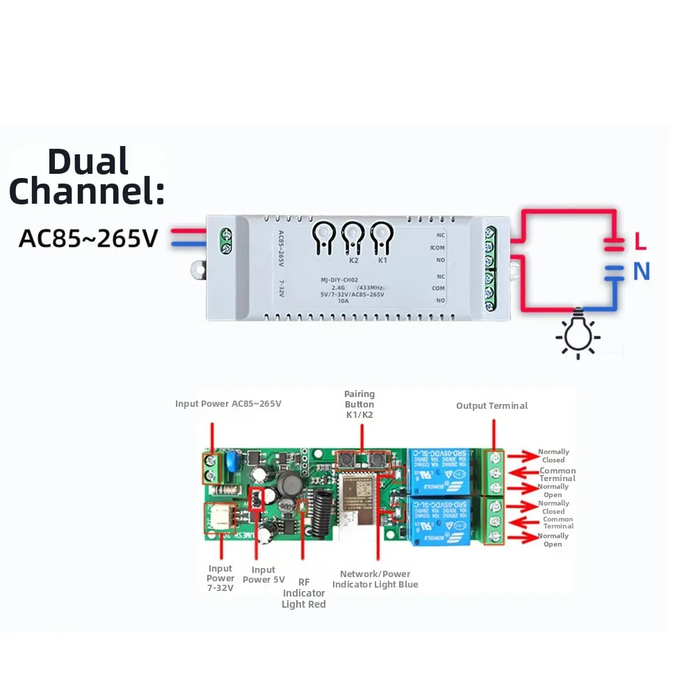1pc﻿ Smart Switch Door Switch Curtain Module Relay Module Dual & 4 Channels Smart Switch For Mesh Smart Switch Voice-Controlled