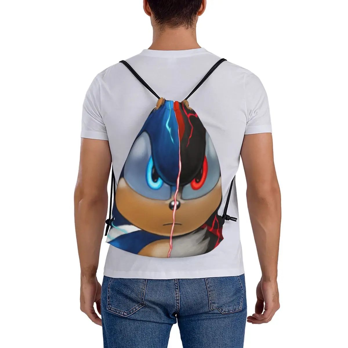 Sonic Shadow Backpacks Casual Drawstring Bundle Pocket Storage Bag Book Bags for Man Woman Students
