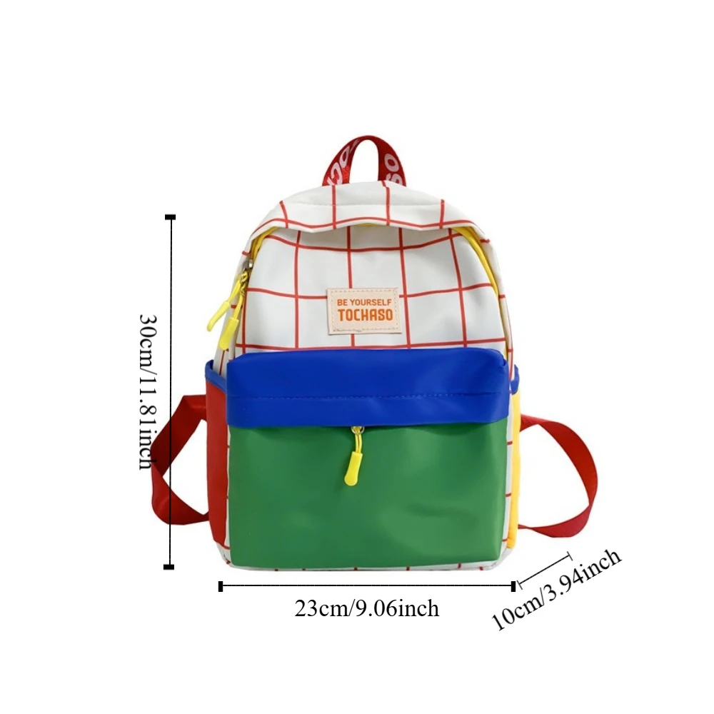 حقيبة كتب حلوة بألوان متباينة منقوشة حقيبة ظهر ذات سعة كبيرة من النايلون للأطفال حقيبة مدرسية على الطراز الكوري حقيبة كتف لطيفة للطلاب