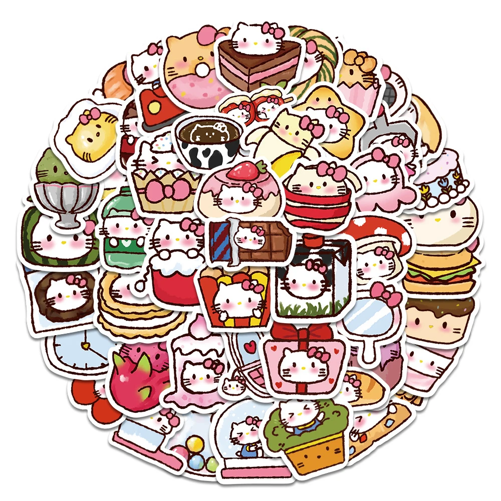 10/30/50/90pcs Funny Hello Kitty Cartoon Stickers Cute Sanrio Graffiti Decals DIY Phone Water Bottle Guitar Sticker for Kids Toy