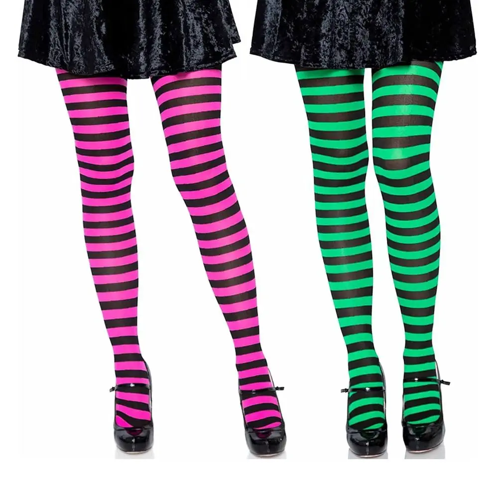 Sweet Striped Pantyhose Elastic Cotton Long Hosiery Over Knee Cosplay Dance Clubwear Stocks Christmas