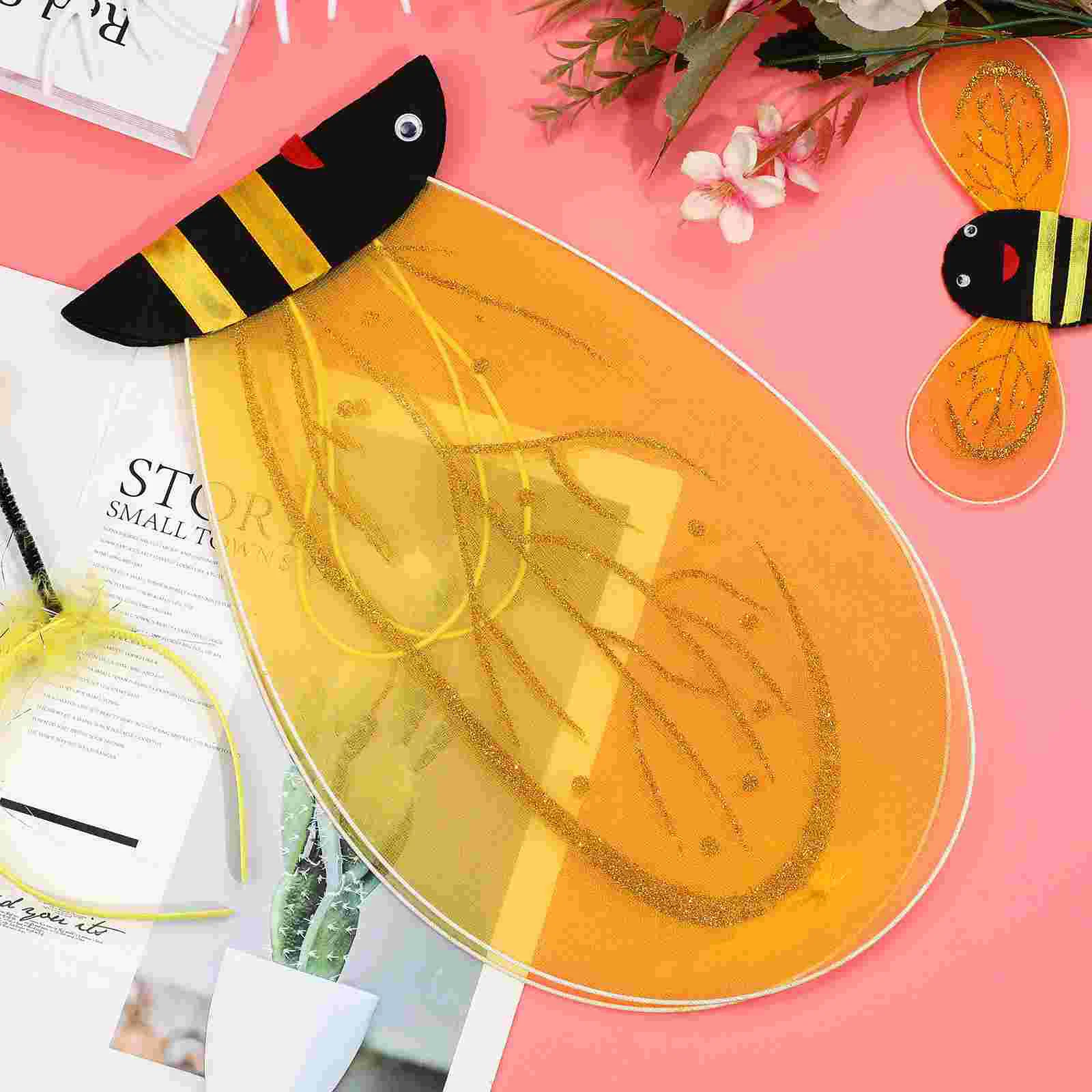 Bee Costume for Kids Bandanas Headband Party Supplies Wings Honey Cosplay Props Insect