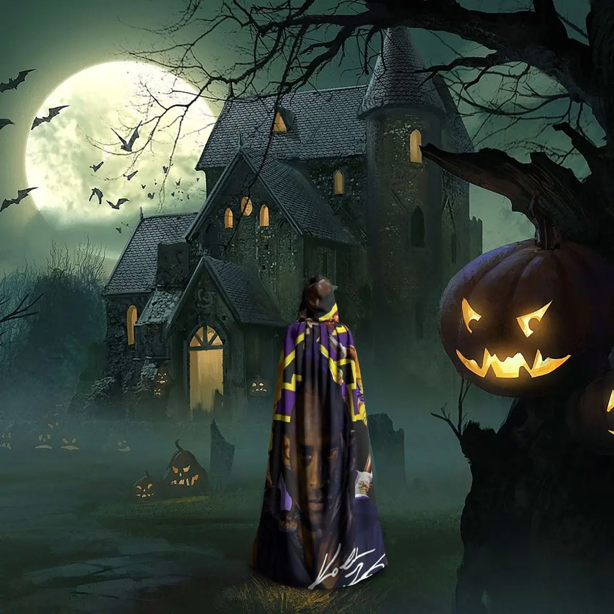 Basketball Kobe Bryant Long Hooded Cloak Witch Medieval Costume Cosplay Cape HalloweenVampire Adult Unisex - view 6