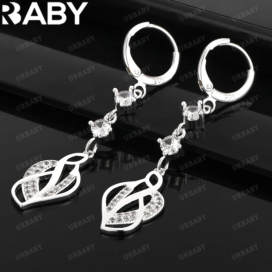 

URBABY 925 Sterling Silver Earrings Irregular Curve Zirconia Drop Earrings For Women Jewelry Fashion Party and Daily Wear