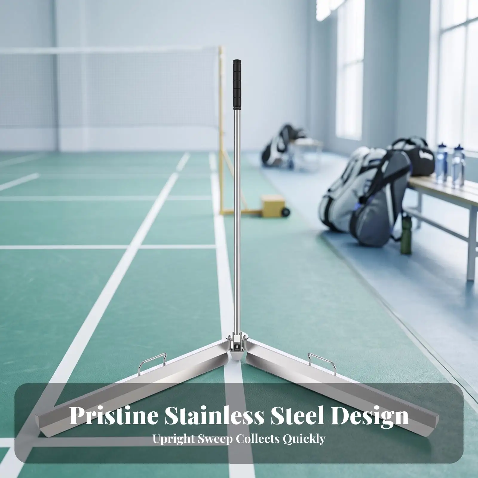 Badminton Collector Silent Shuttlecock Sweeper with Folding Base Shuttlecock Collector with Wheels Stainless Steel for Coaches