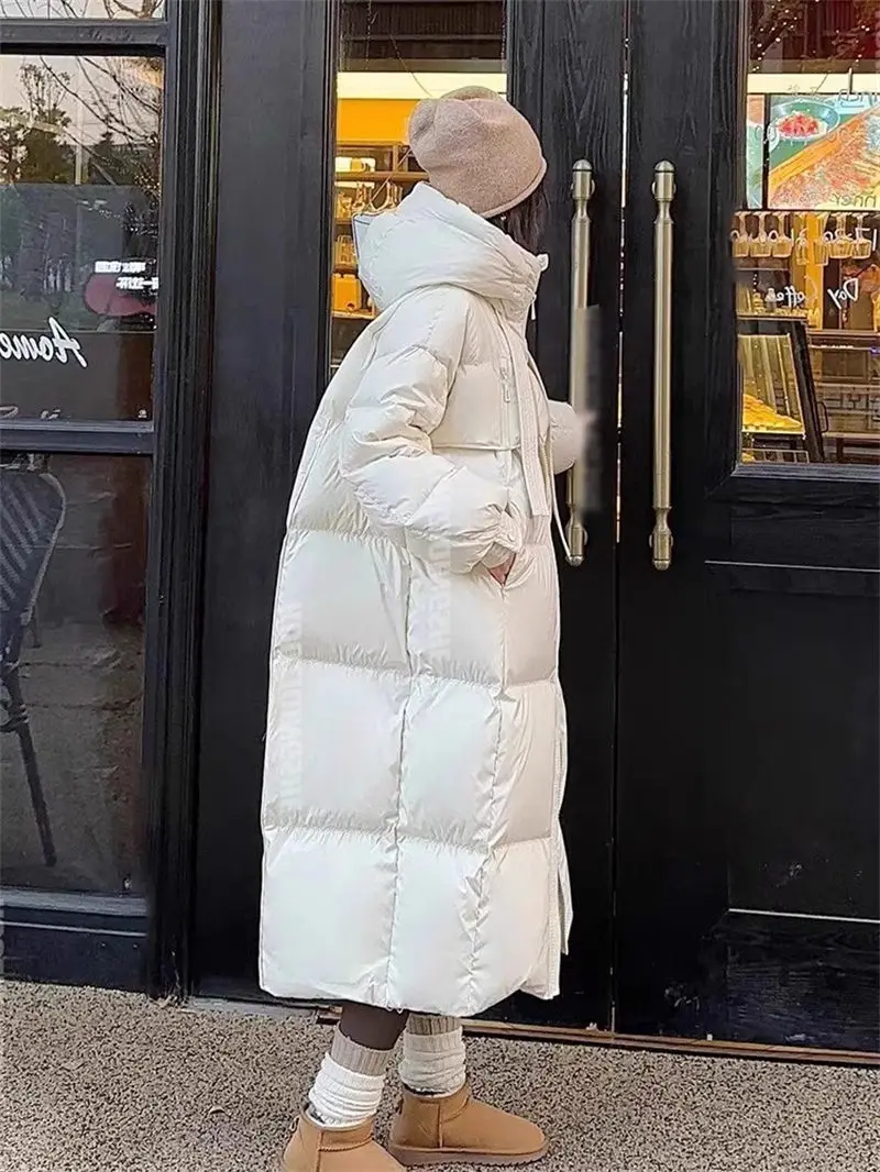 Grosso para baixo jaqueta de algodão para mulheres versão coreana solto inverno novo com capuz simples moda longo pão casaco parkas a561