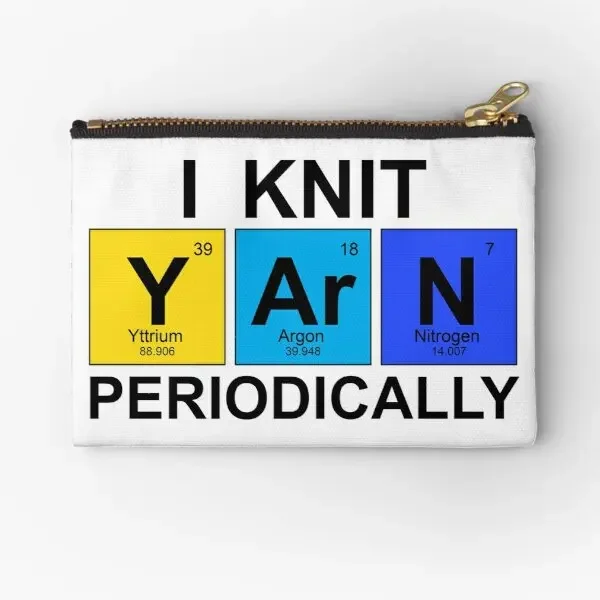 I Knit Yarn Periodically Science Geek  Zipper Pouches Wallet Pure Bag Pocket Women Coin Underwear Socks Key Packaging Men