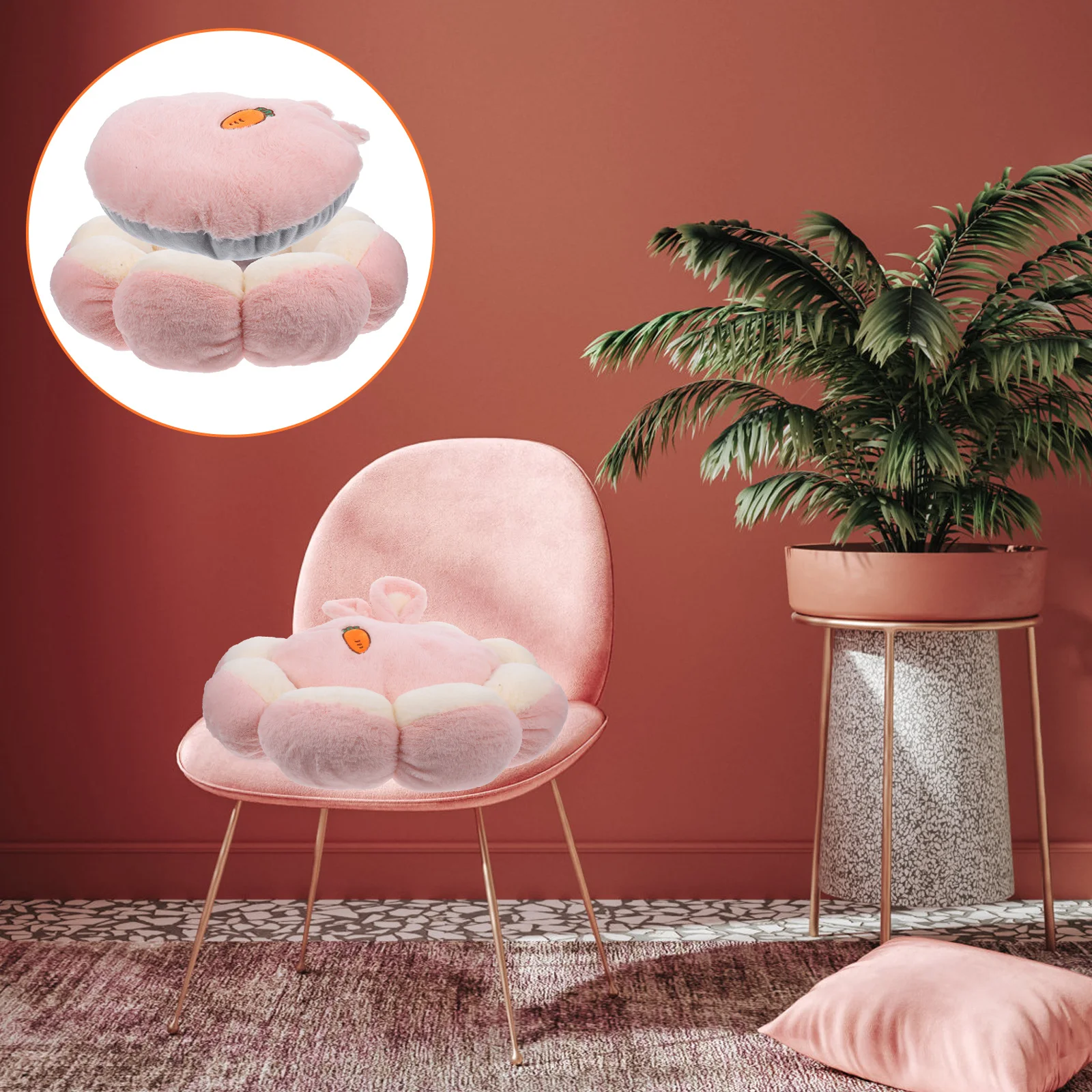 

Flower Carrot Seating Cushion Cartoon Style Soft Comfortable PP Cotton Chair Pad Office Home Sofa Chair Cushion