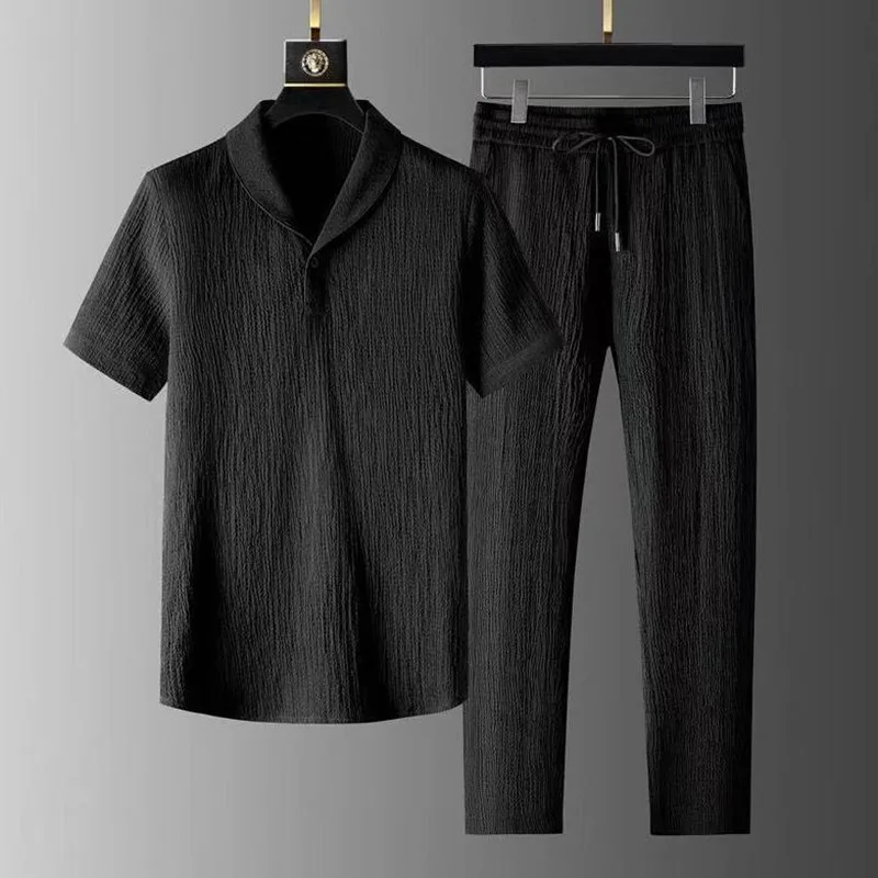 Black top + black pants [suit]