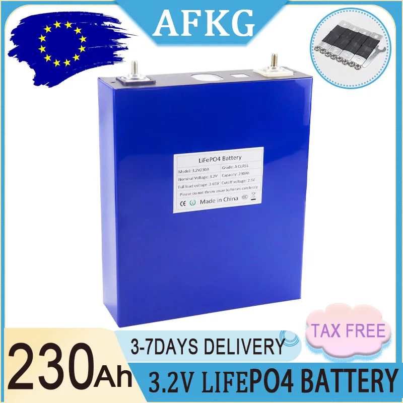 4~16pcs Lifepo4 Cells Grade A Rechargeable Battery 3.2V 230AH Lithium Iron Phosphate DIY 12V 48V Battery Pack EU Stock NO TAX